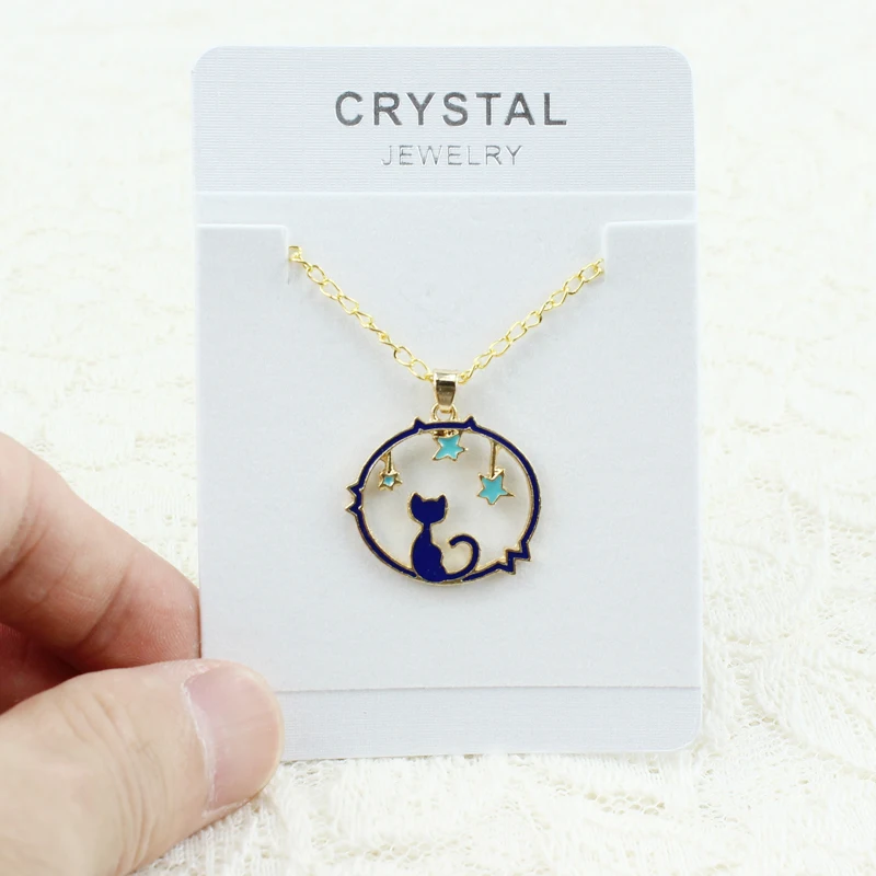 Полые подвесные ожерелья с животными Lucky Cat Moon Star ожерелье в виде кошки подарок