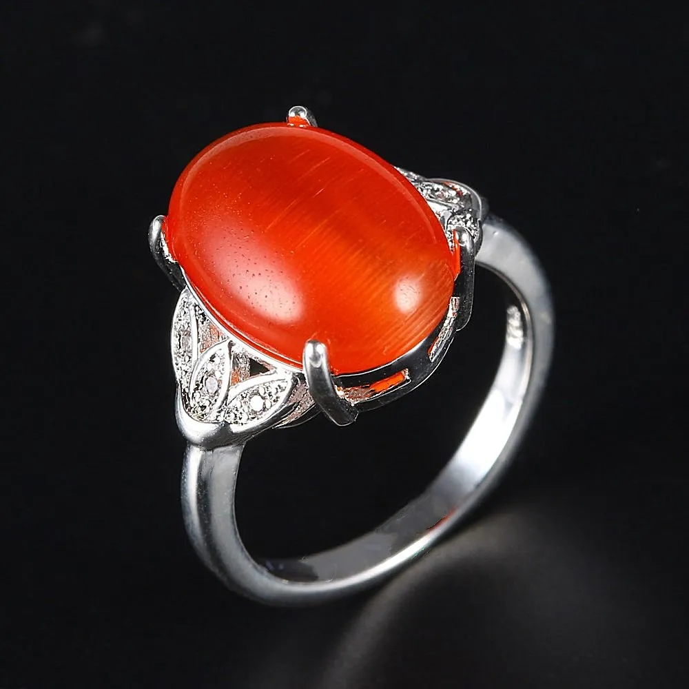 CHENGEN Charming personality clover red opal lady ring Exquisite women's ornaments Wedding party present | Украшения и