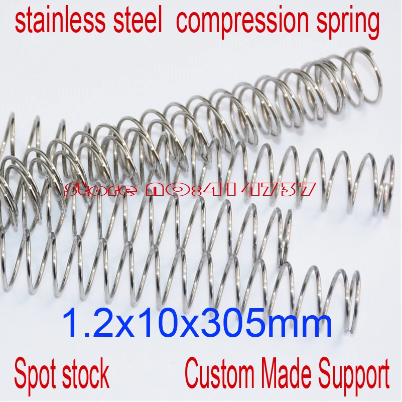 

5pcs 1.2*10*305mm stainless steel spot spring 1.2mm wire hammer spring Y type compression spring pressure spring OD=10mm