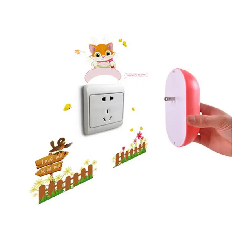 Интеллектуальный ночник с Сенсор милые 3D стены Стикеры мультфильм бра огни для