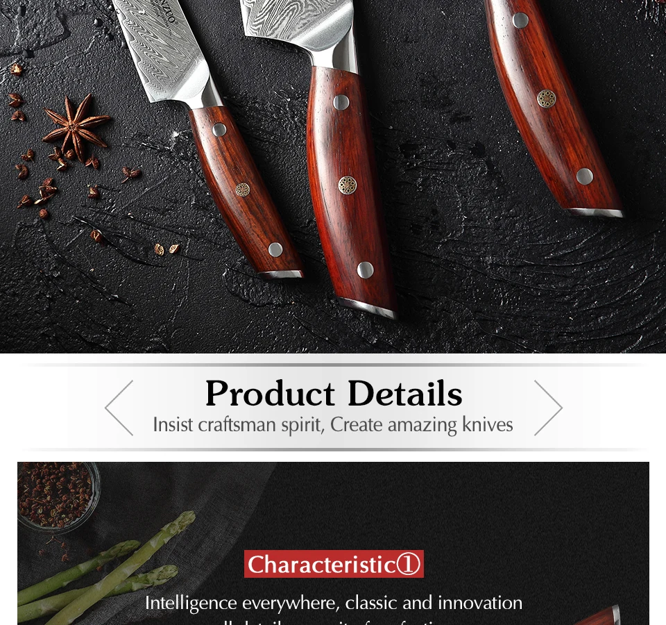 XINZUO 3 шт. наборы кухонных ножей VG10 Дамасская сталь Santoku кухонные ножи шеф-повара острый Кливер ножи для нарезки подарок нож инструменты