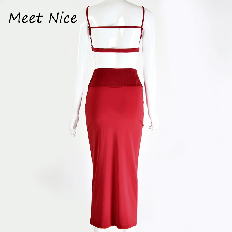 

conjunto feminino 2 Two Piece Set Women Crop Tops Tank and Skirts Set Sexy O Neck Short Top Ribbed Clubwear Women's Sets