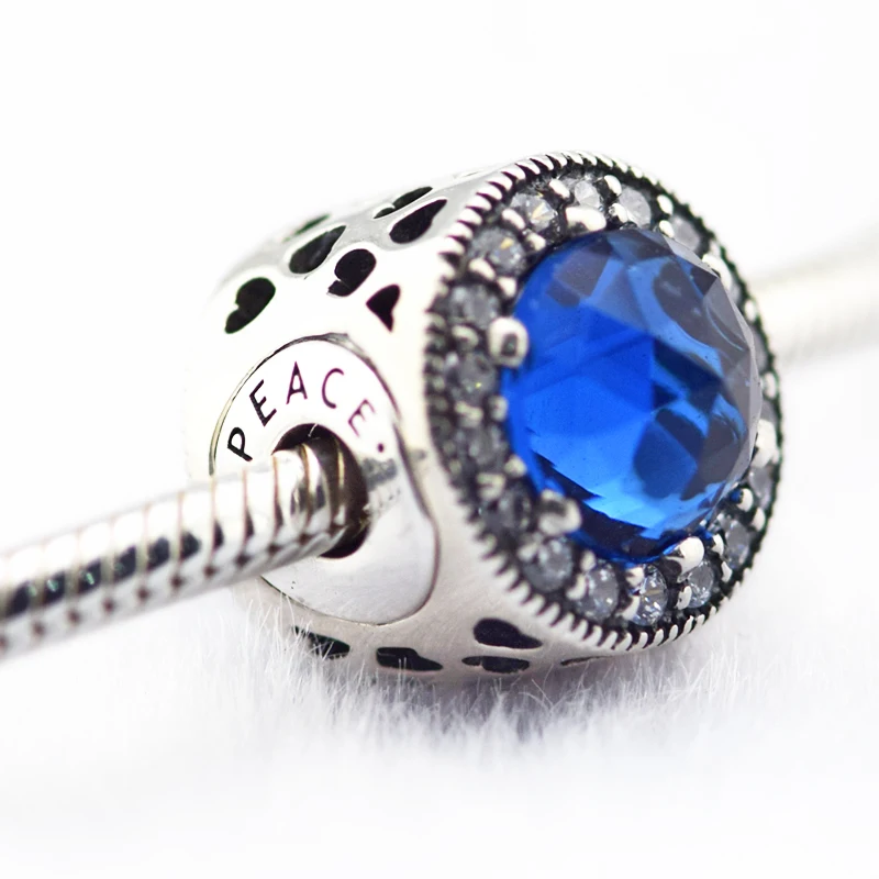 Подходит для Pandora сущность Браслеты мира талисманы с синими камнями 100%