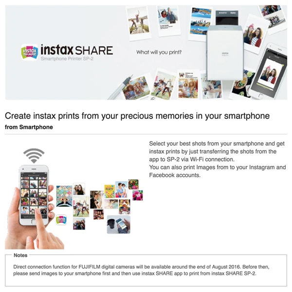 Fuji Fujifilm Instax SHARE принтер SP 2 Золото Серебро Для iPhone IOS Android и смартфонов|Плёночные