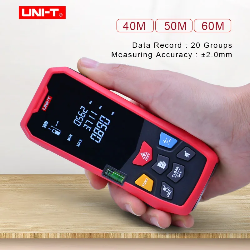 

Laser Rangefinder UNI-T LM40 LM50 LM60 Digital Laser Distance Meter battery-powered 40m/50m/60m diastimeter HD 2.0"Color display