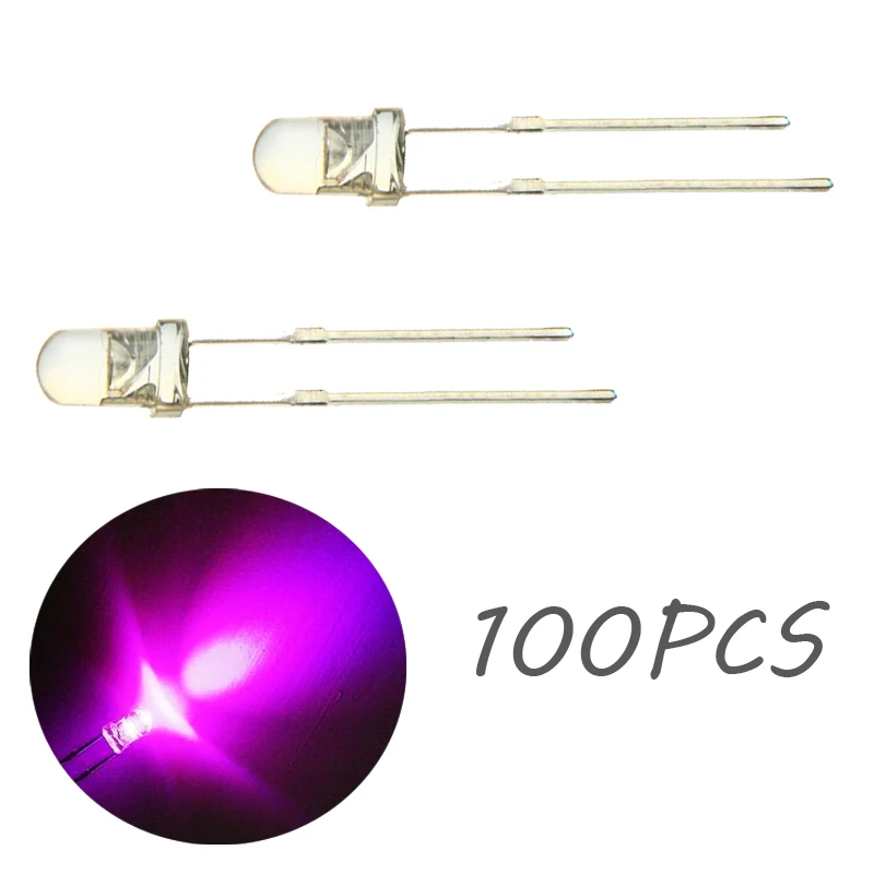 100 шт. светодиодный светодиод Соломенная Шляпа лампочки розовый F3 F5 3 мм 5 яркий