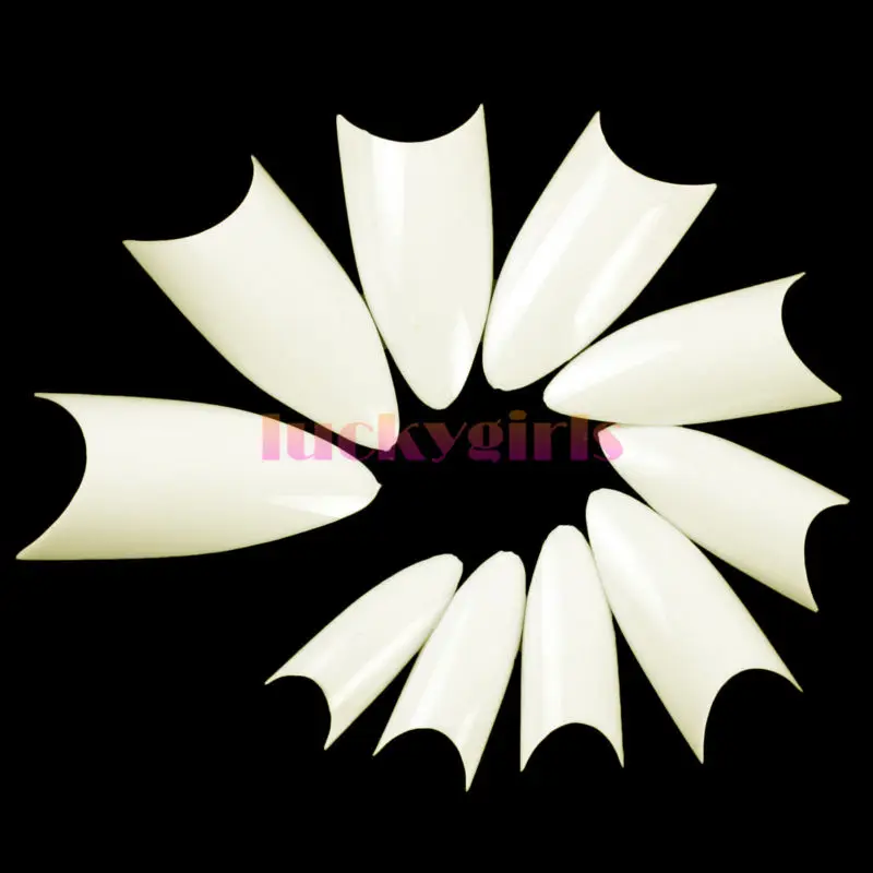 500 шт./лот натуральные белые накладные ногти на шпильке Французский акриловый УФ