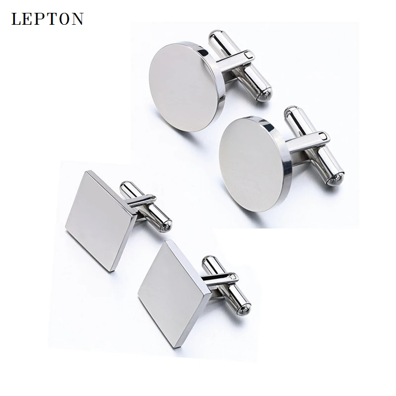 

Lepton Stainless Steel Cufflinks For Mens Wedding Groom High Quality Men Business Cuff Links Blank Cufflink Relojes gemelos