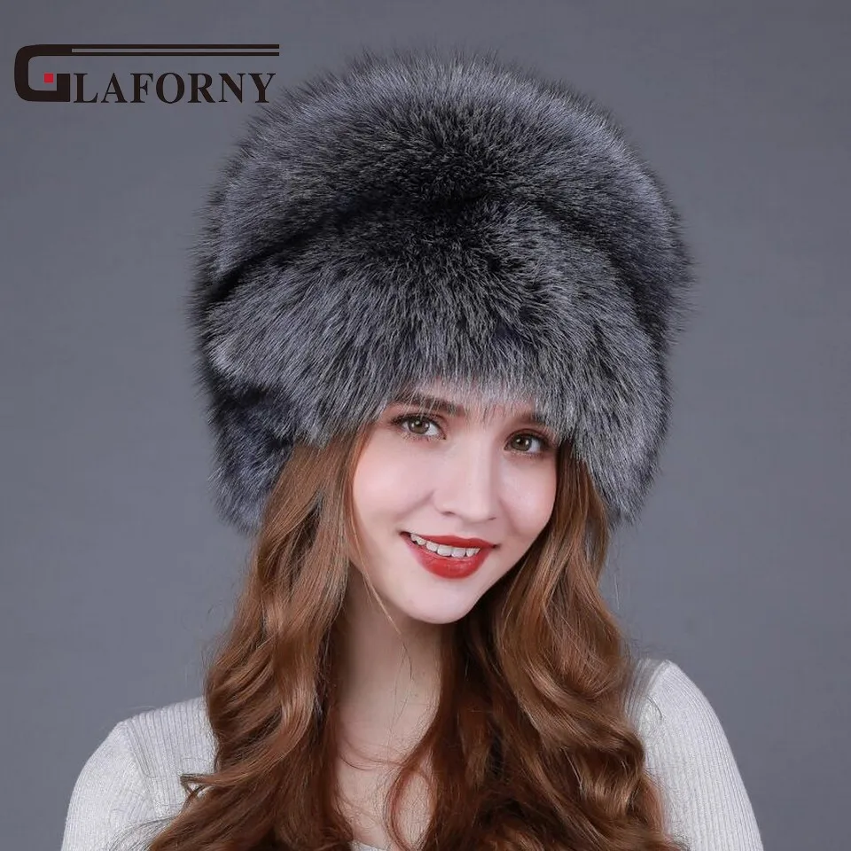 Glaforny/ модные шапки из серебристого лисьего меха женские зимние шапки из лисьего меха женские монгольская шапка из натурального Лисьего меха купольная 9 цветов