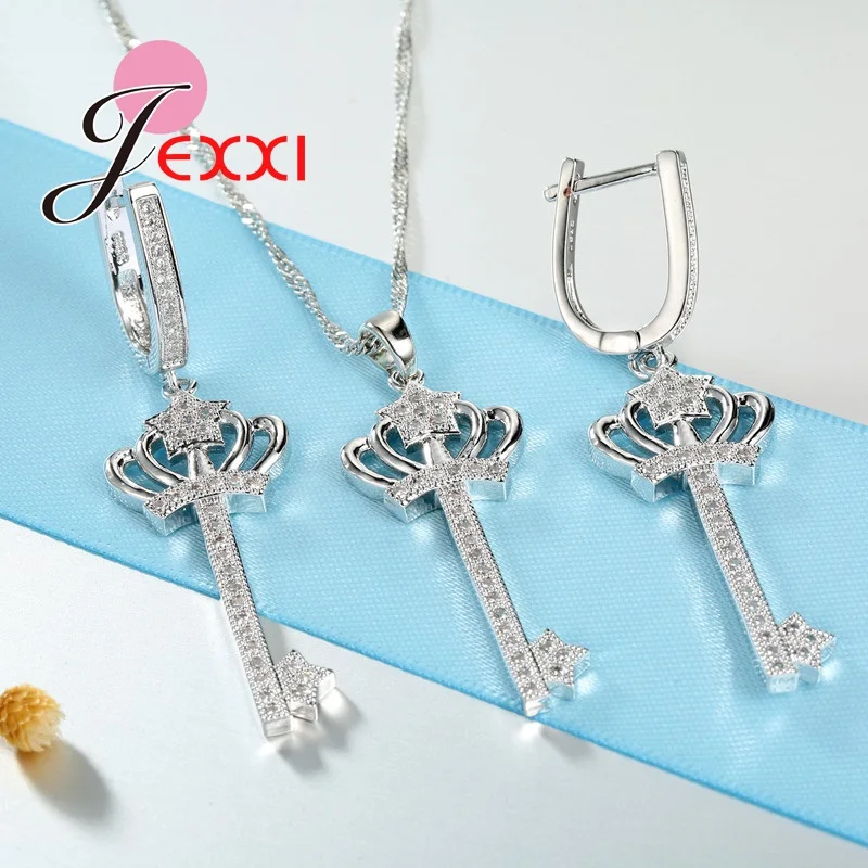 Романтические дизайнерские серебряные серьги и подвески в виде короны|jewelry sets|set