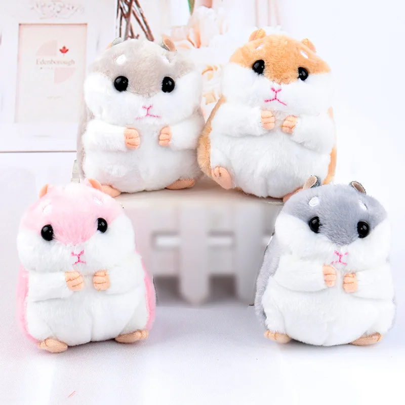 Милый Kawaii плюшевый маленький хомячок куклы мультфильм животные брелок мини мягкие игрушки для женщин дети помпон мех брелок для ключей автомобиля сумка