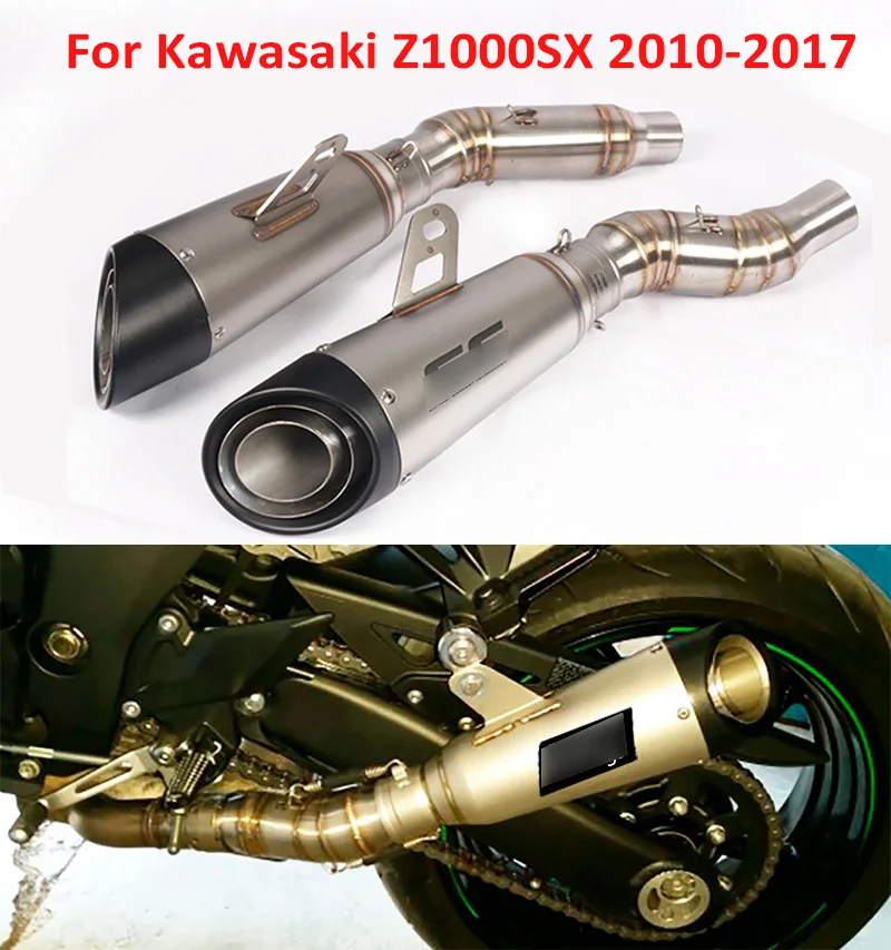 Slip on Z1000 Motorcycle Exhaust System Tip Exhaust Pipe Muffler Tail Escape Link Connect Tube for Kawasaki Z1000SX 2010
