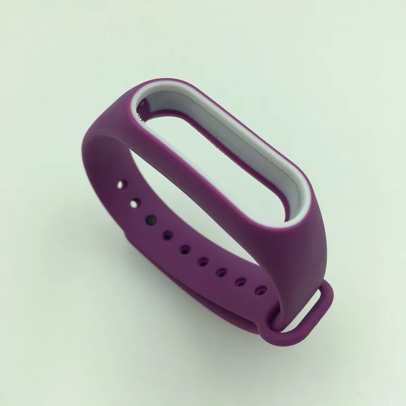 Силиконовый браслет для Xiaomi mi band 2 mi band 2 браслеты на ремешке двухцветные сменные браслеты для оригинальной mi band 2 - Цвет: Purple