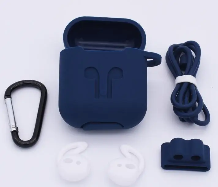 5 шт. силиконовый ударопрочный защитный чехол для iPhone Airpod футляр для наушников платок на голову заменить - Цвет: Тёмно-синий