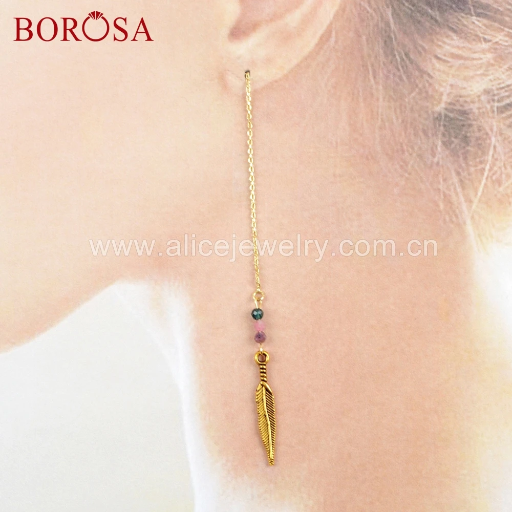 BOROSA 10 пар Druzy ювелирных изделий Boho Chic оставьте бусинами регулируемые Длинные
