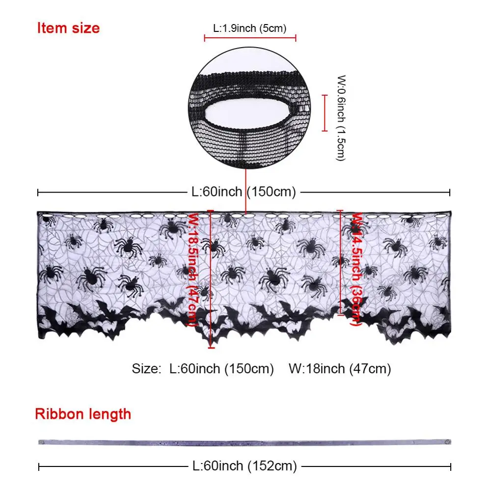 Ourwarm черный кружевной Паутинный оттенок камин мантия шарф крышка оборка штор