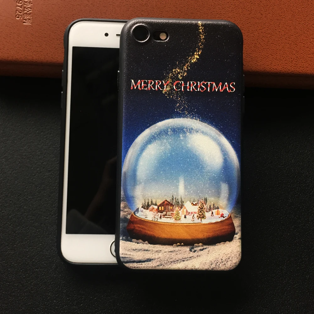 Silicone Merry Christmas case bag coque for iphone x 8 plus screen protector 5 5s se 7 7plus 6 6s mobile |