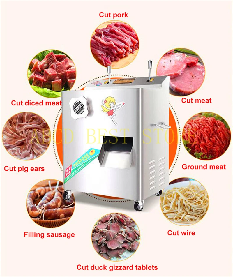 

free air ship muti-function 2200w 400kg/hr commercial meat slicer meat mincer electric food shredding chopping grinding machine