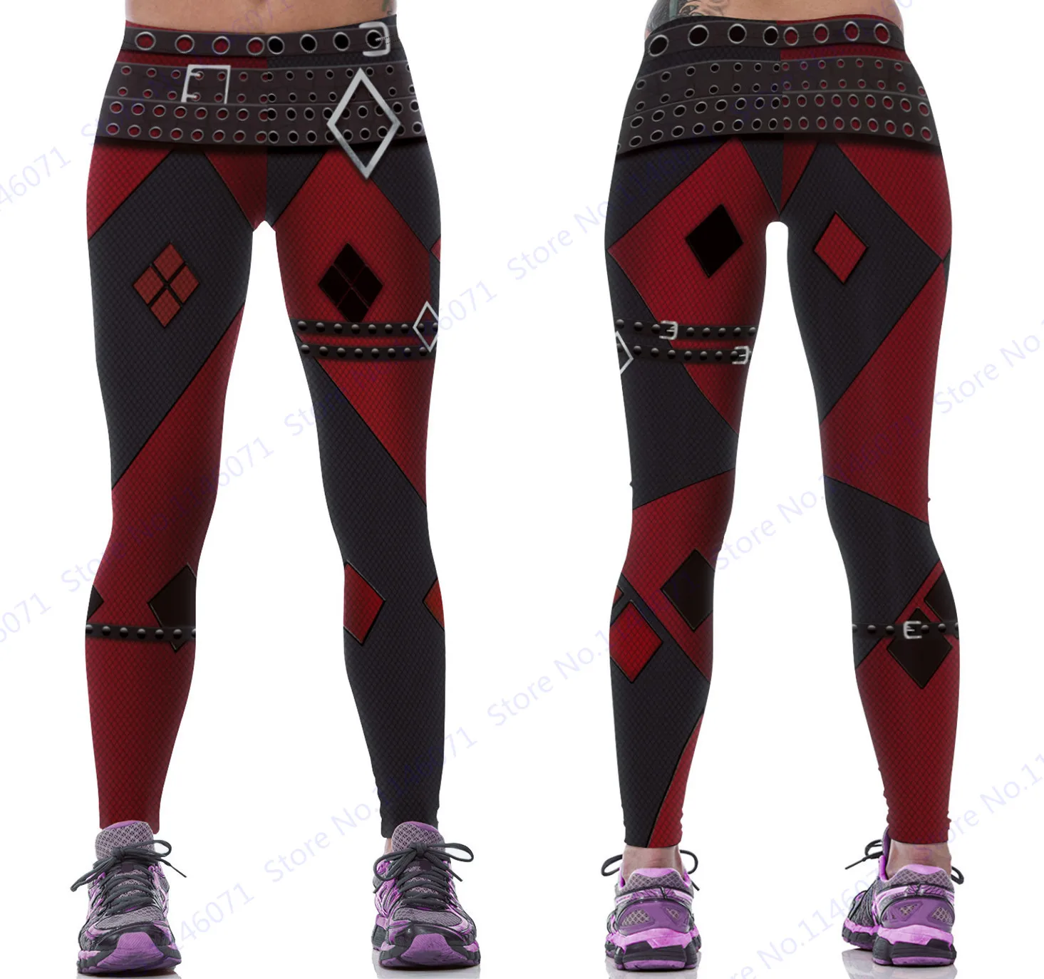 Red Harleen Quinzel Power Flex Yoga Leggings Batman Harley Quinn Fitness Gym Workout Running Tights Sexy Slim Skinny Pants Woman | Спорт и