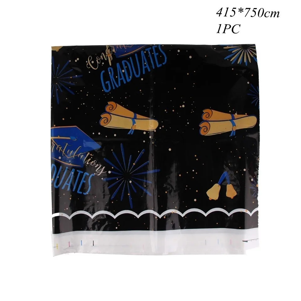 1PC Tablecloths 1 компл. поздравления Выпускной одноразовые посуда/поздравительный баннер выпускника/кепка холостяка Торт Топперы Декор для выпускного вечера - Цвет: 1PC Tablecloths