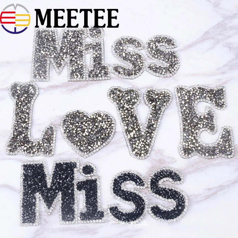 2 шт. нашивки значки с надписью Love Miss и стразами железные для одежды одежда обувь
