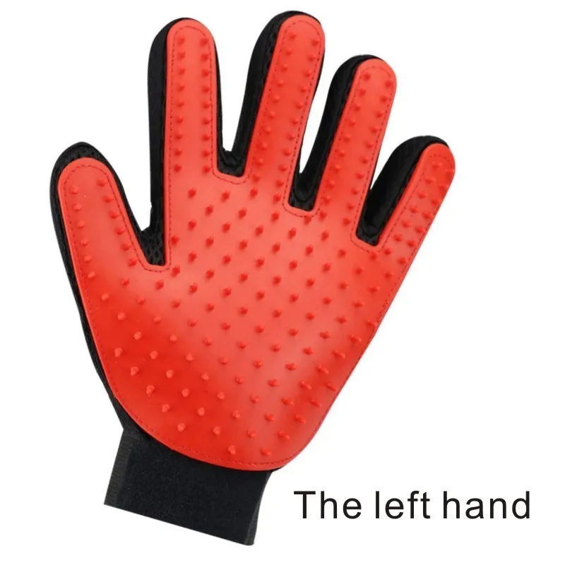 left hand Резиновая щетка для собак, кошек, перчатка для ухода за домашними животными, перчатка для эффективной чистки домашних животных, кошек, собак, перчаток для ванны, расчески для собак - Цвет: left hand