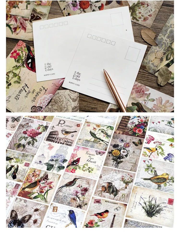 30 шт. многоразовая открытка с ретро рисунком для скрапбукинга вечерние