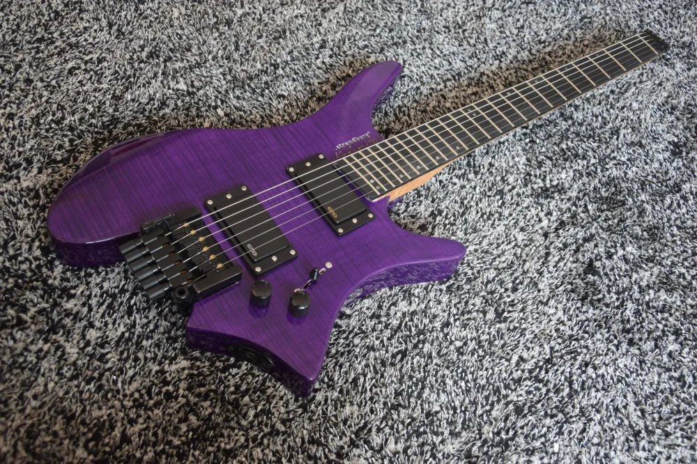 Хорошее качество электрогитара без головки грифа Fanned Frets гриф из черного дерева