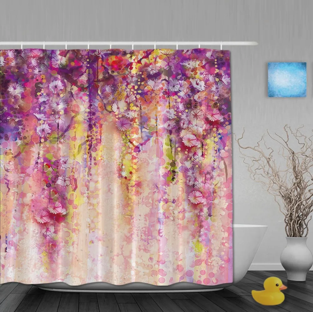 Изготовленные на заказ акварельные Рисование цветок водопад в блестящие