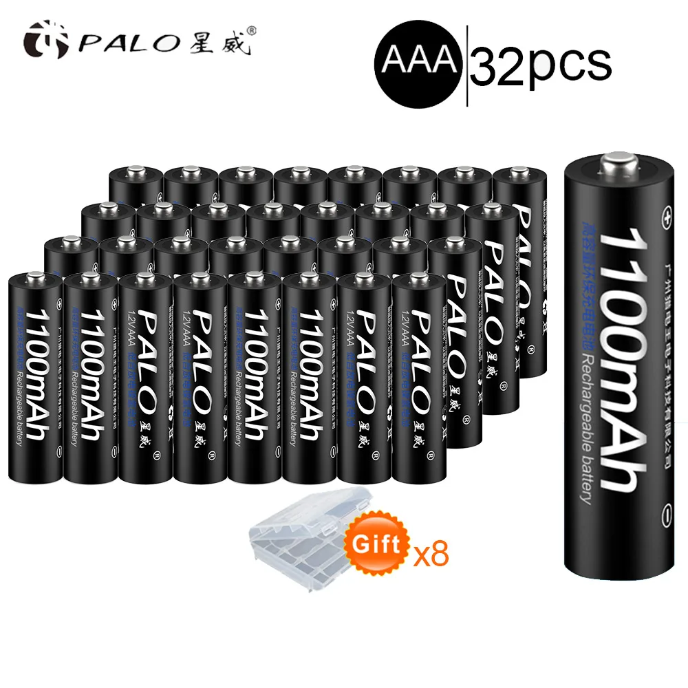 32 шт. Ni MH аккумуляторные батарейки AAA 1 2 В 1100 мАч 3 А 8 чехол футляр|rechargeable battery|aaa