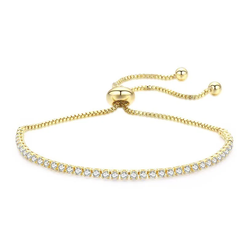 gold color white cz Тонкий камень CZ теннис браслеты для женщин Девушка Золото Цвет Jewelry Браслеты настраиваемый Шарм Bracelete Femme Bileklik Bransoletki - Окраска металла: gold color white cz