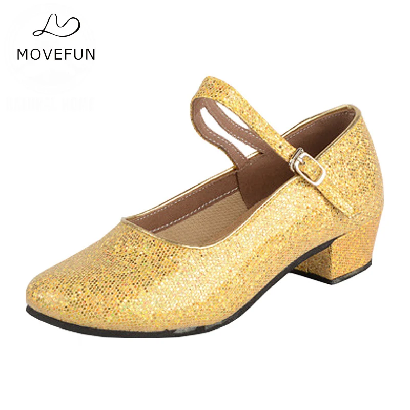 MoveFun/брендовые Детские блестящие туфли для латинских танцев девочек