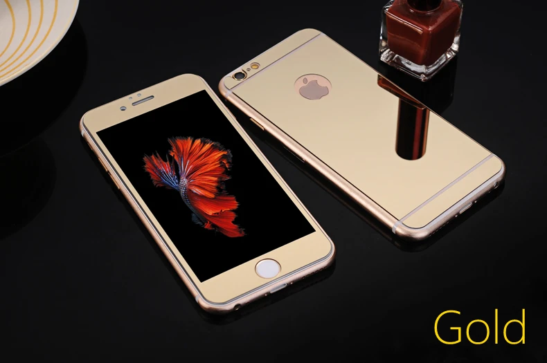 Золотое твердое 9H защитное зеркальное стекло для iphone 5 5S SE 6 6s Plus Гальваническое закаленное переднее+ заднее Защитное стекло для экрана
