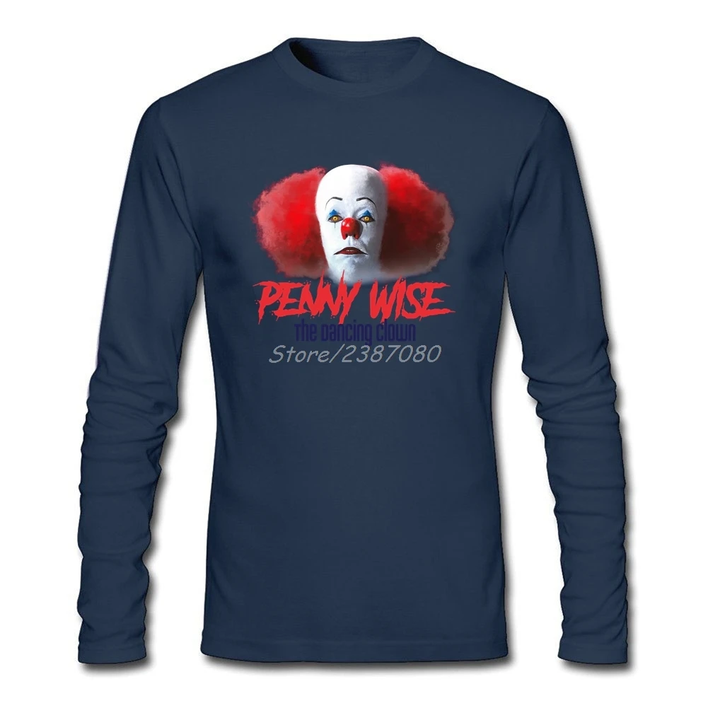 PennyWise танцующий Клоун футболка с длинным рукавом мужские s футболки Мода горячая Распродажа Camiseta Masculina Хлопковая мужская футболка - Цвет: Navy