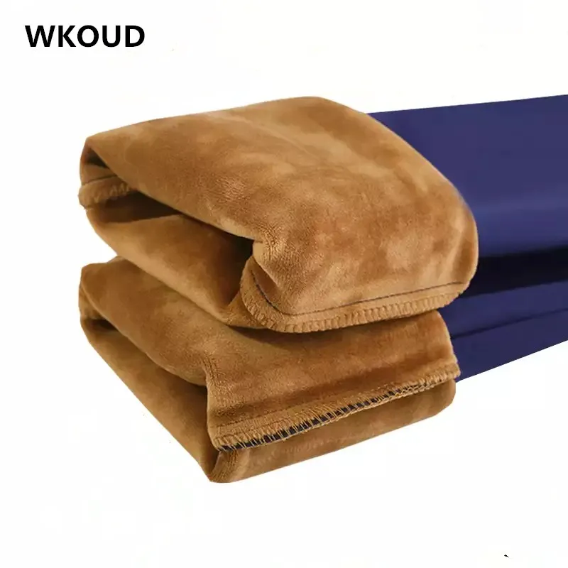 WKOUD офисные женские брюки-карандаш, зимние теплые брюки с высокой талией, Стрейчевые штаны, Женские повседневные плотные обтягивающие леггинсы для фитнеса P8669