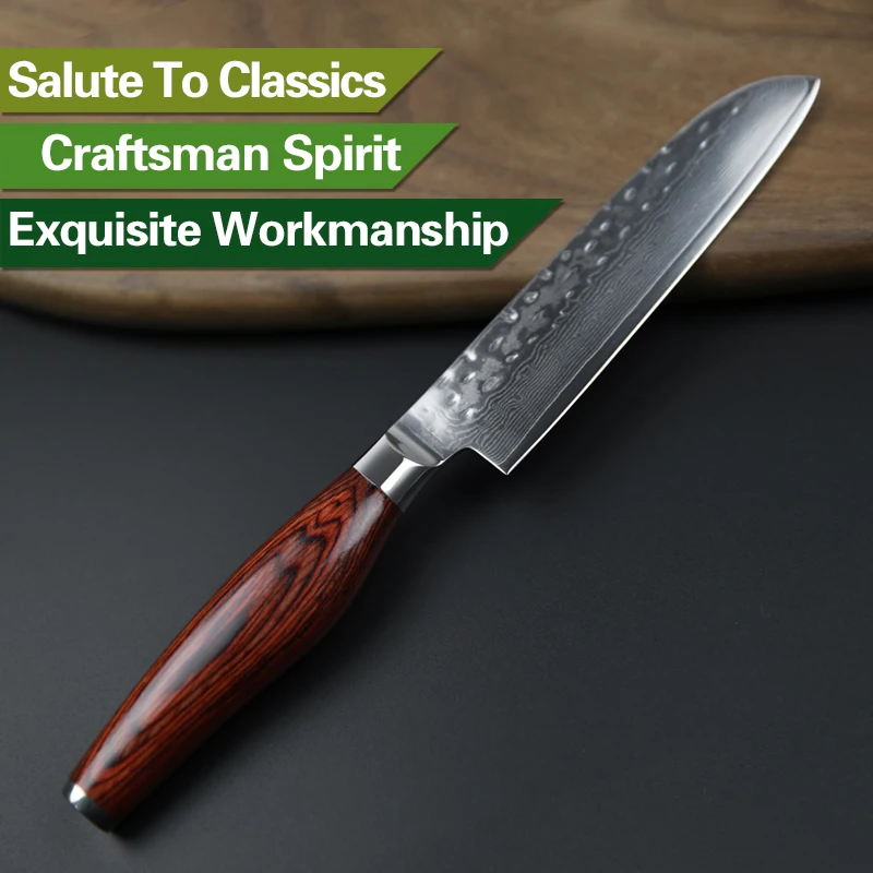 XINZUO 5 inch Santoku Knife 73 Layers China Damascus Steel Kitchen Superior Quality Sharp Fruit Salad Knives Pakka Wood Handle | Дом и сад