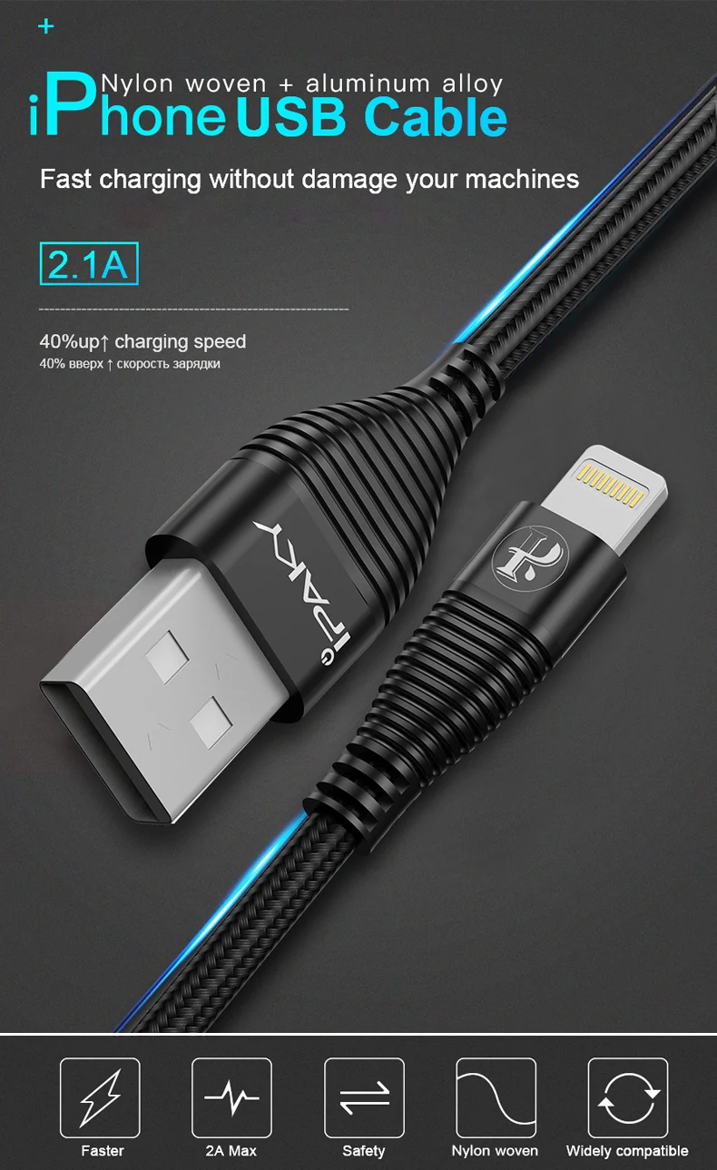 IPAKY USB Cable for iPhone x Charger Charging Cable for iPhone 8 7 6 6s plus USB Data Cable Phone Cord Adapter