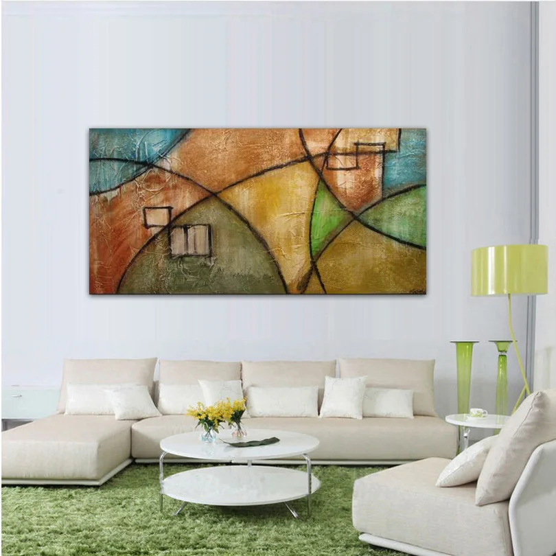 100% Handpainted Modern Abstract Colourful Canvas Painting Wall Quardro Home Decoration for Living Room Children Gift | Дом и сад