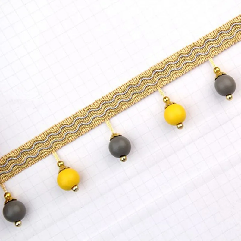 12 м цветные деревянные бусины занавески кружевная отделка лента аксессуары для