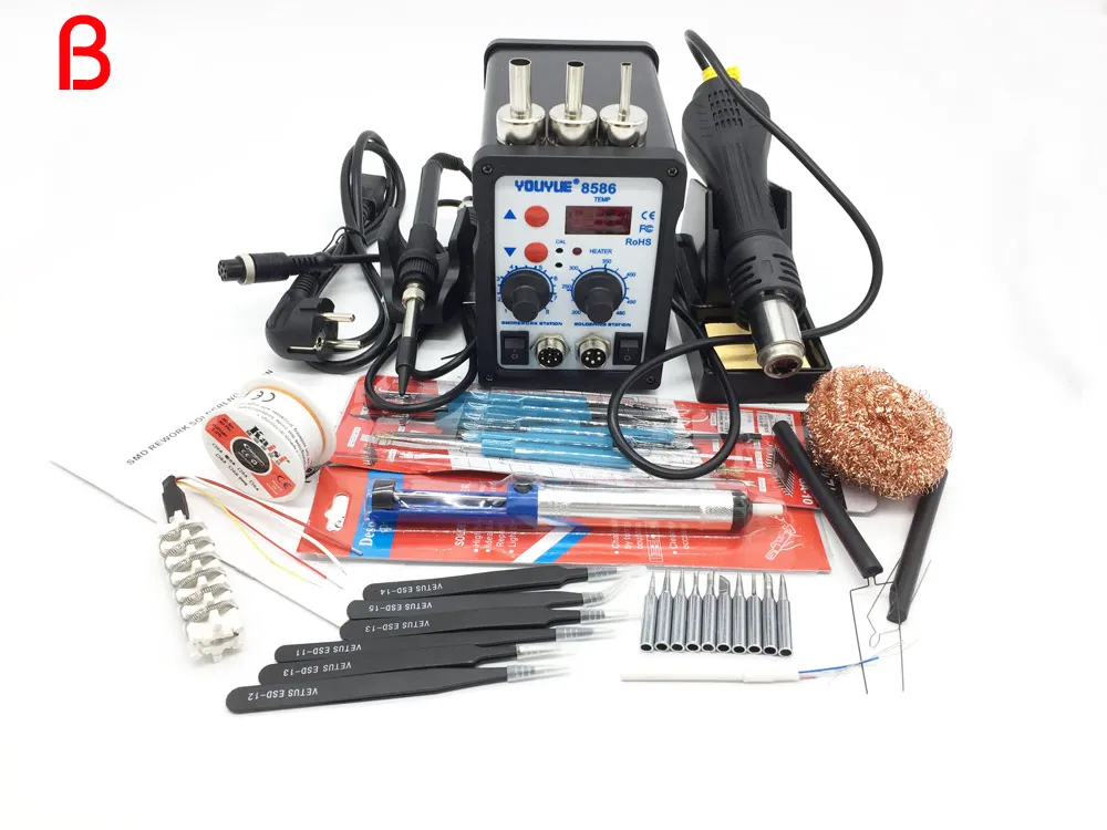 Оригинальная паяльная станция EU/US 220 V/110 V 700 W YOUYUE 8586 2 в 1 SMD паяльная станция горячего воздуха+ электрическая железная паяльная станция