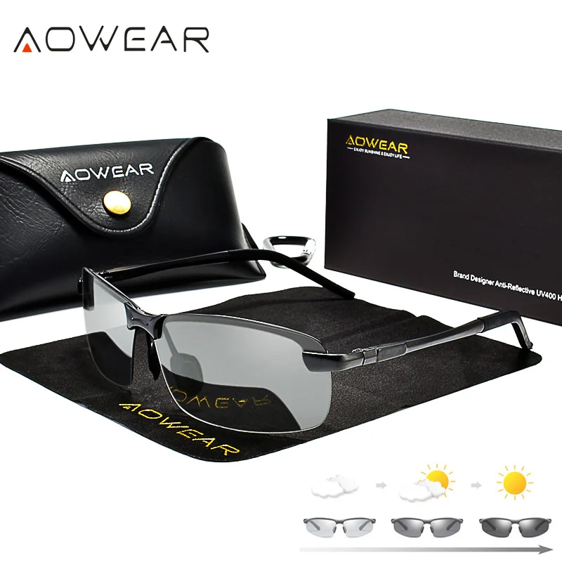 

AOWEAR HD Polarized Photochromic Sunglasses Men Driving Chameleon Glasses Male Day Night Driver Goggles Oculos Lentes Sol Hombre
