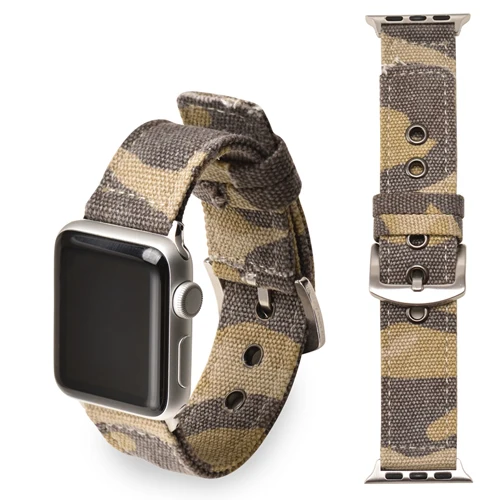 brown Silver buckle Спортивный нейлоновый ремешок для apple watch 4 band 44 мм 40 мм correa iwatch series 3 2 1 42 мм 38 мм Камуфляжный холст браслет ремень - Цвет ремешка: brown Silver buckle
