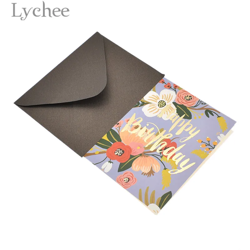 Lychee металлический цветок с днем рождения открытки красочные поздравительные открытки с конвертом фестиваль свадебные приглашения принадлежности