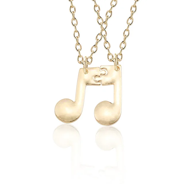 XL0434-Gold Модное ожерелье, комплект из 2 предметов, индивидуальная музыкальная дружба, сшитая Подвеска для женщин, лучший друг, BFF, пара, ожерелье, подарок - Окраска металла: XL0434-Gold