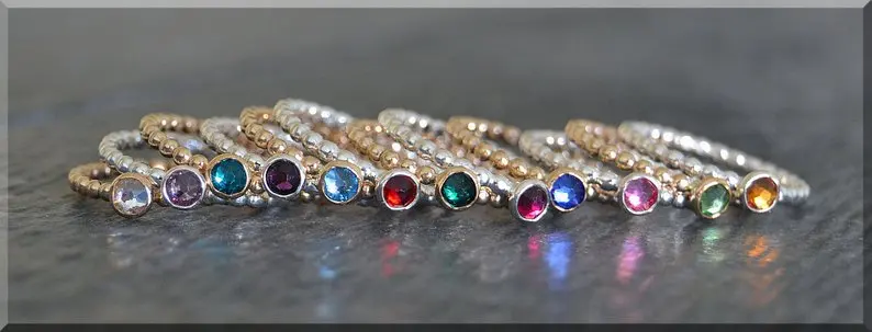 Набор из 5 14 k золотых камней несколько колец Swarovski кольцо с камнем для матери стек