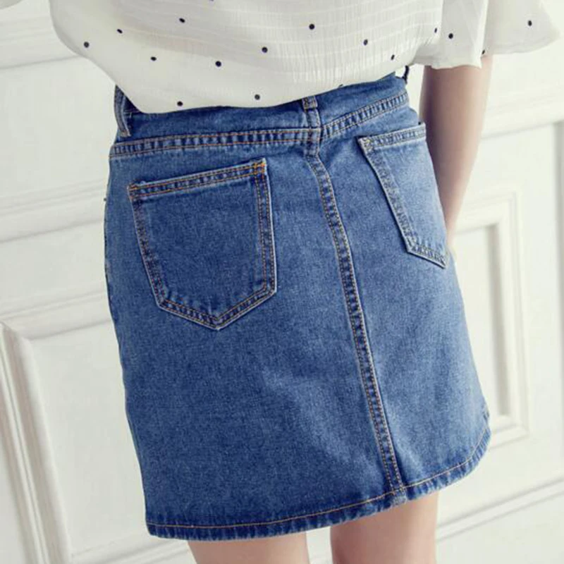 Новые стильные летние повседневные трапециевидные джинсовые юбки для женщин с