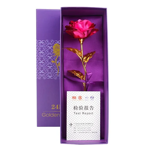 rose-red rose(box) Букет невесты Мода Высокое качество PU Искусственные цветы 24 К золотой цвета розового золота с коробкой год День Святого Валентина x27s подарок ко Дню/Настоящее Фольга цветы домашнего декора поддельные розы - Цвет: rose-red rose(box)