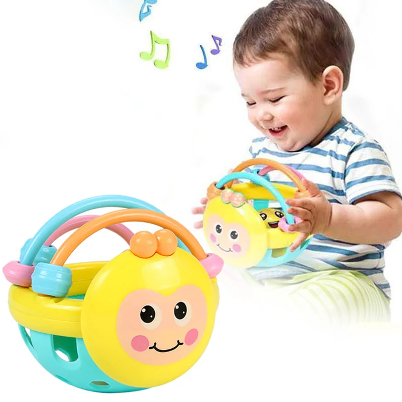 

Children Baby Soft Bee Hand Rattle Kids Bell Ball Teether Early Educational Baby Hand Grasping Toys AN88