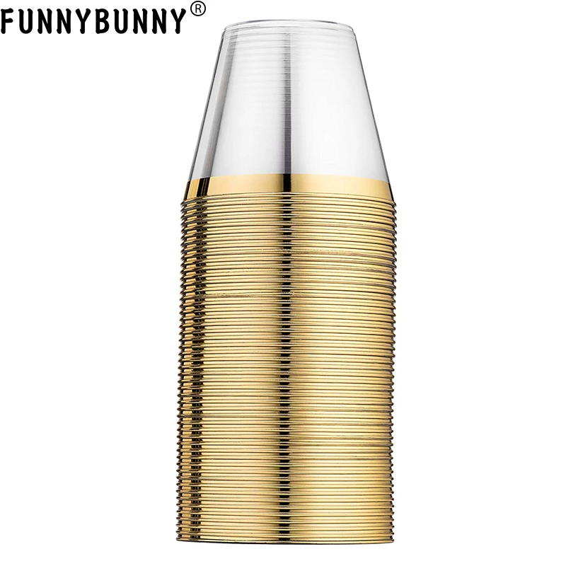 FUNNYBUNNY золотые прозрачные пластиковые чашки с золотой оправой Необычные