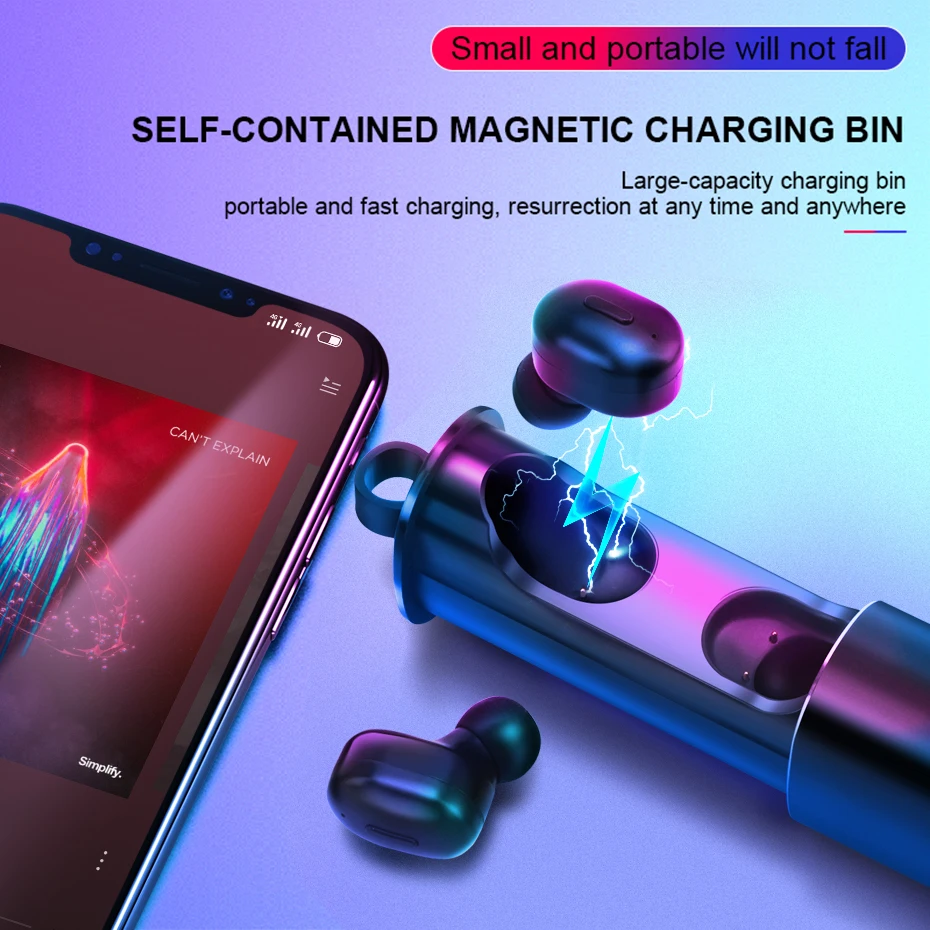 ANBES мини T1 наушники-вкладыши TWS с V5.0 Bluetooth наушники 3D True Беспроводной стерео